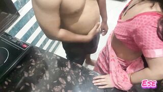 Desi Bhabhi's Sex While She Was Cooking Food in the Kitchen...