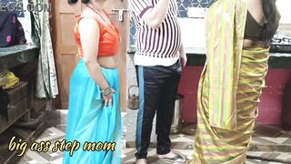 Everbest Desi Big boobs bhabhi xxx sex with house owner in front of his wife threesome sex