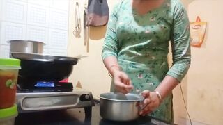 Indian hot wife got fucked while cooking in kitchen