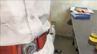 Lady police officer fuck with senior officer in police station.